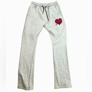 Gray Sweatpants with Heart Design